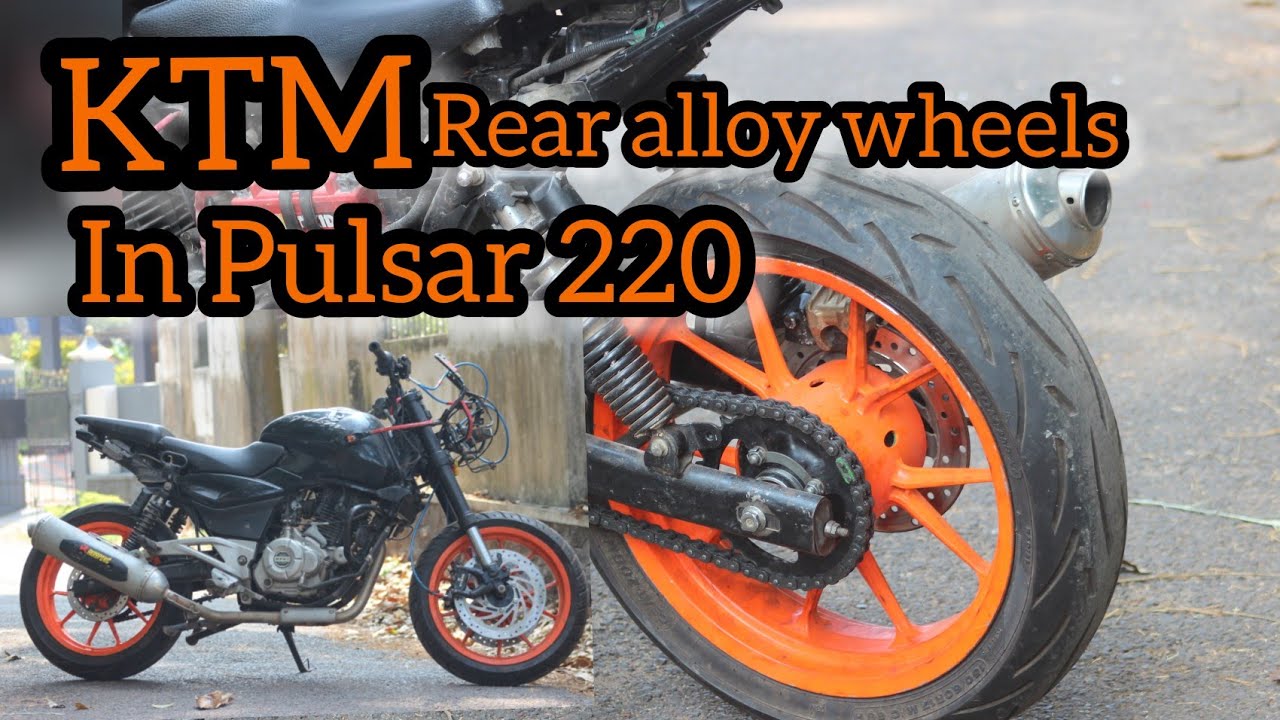 KTM rear alloy wheels in pulsar 220 | pulsar 220 modified | duke magwheels in pulsar 220
