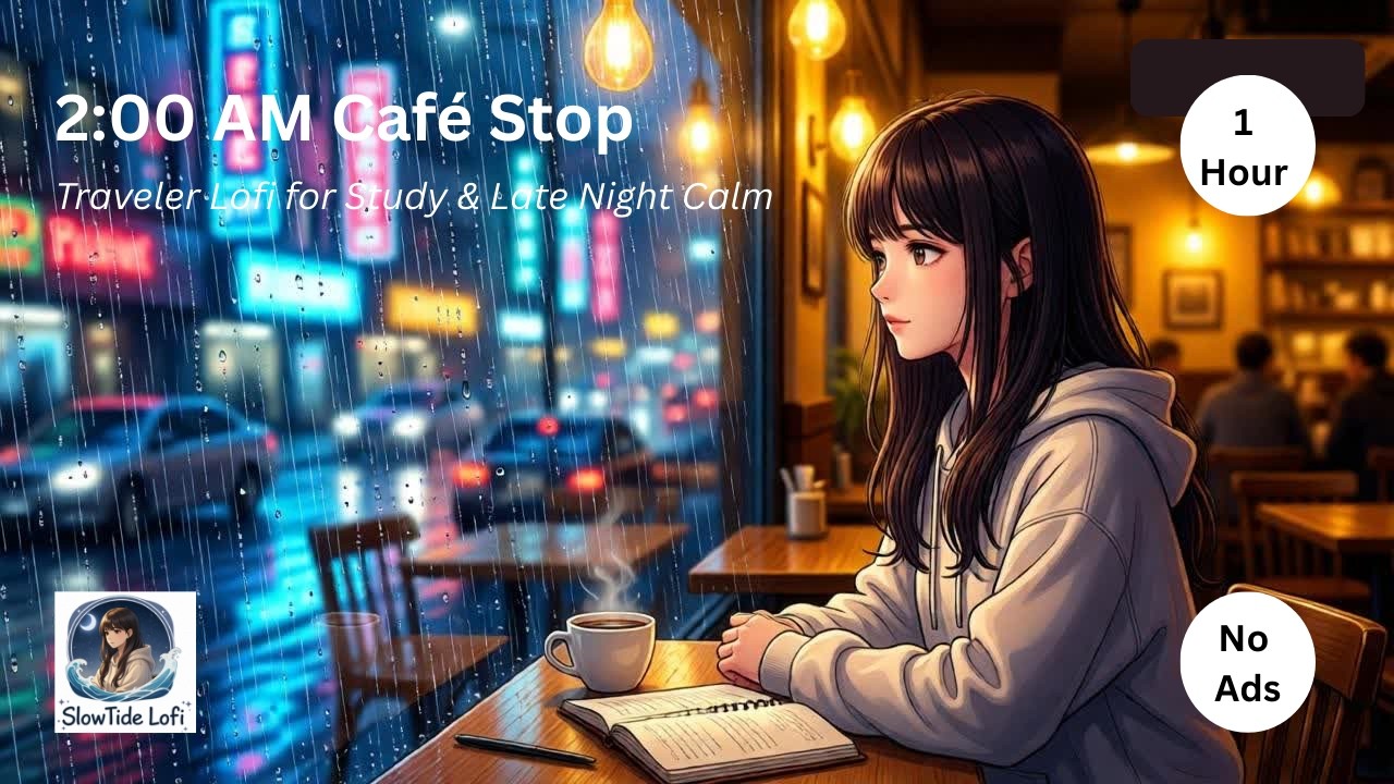 2:00 AM Café Stop ☕🌧️ No Ads Traveler Lofi for Study, Relax & Late Night Calm @slowtidelofi