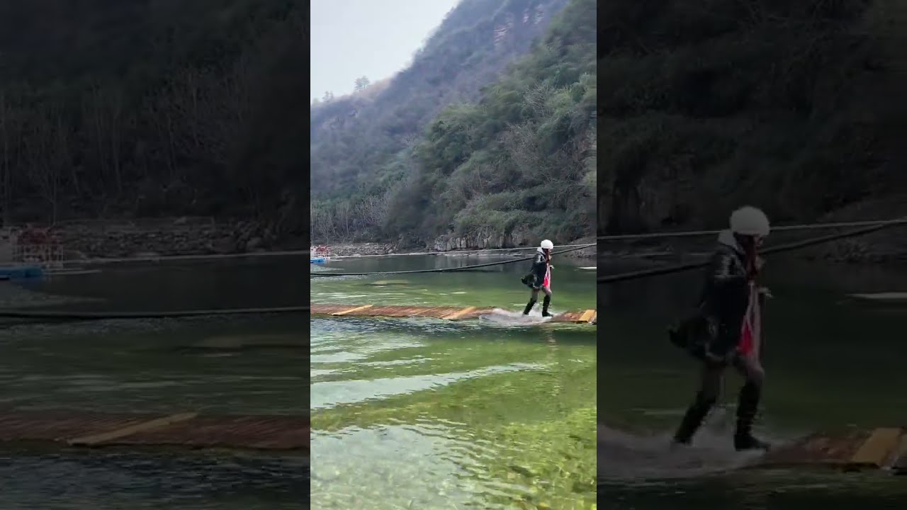 Wet high leather boots after on floating bridge and have a fell
