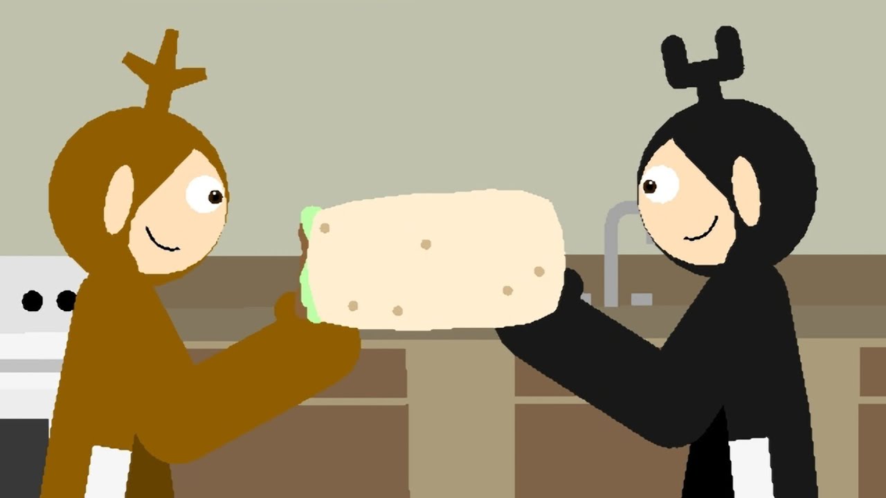 Cave Tubby And Shadow Tubby Fighting Over a Burrito 🌯  (Stick Nodes)