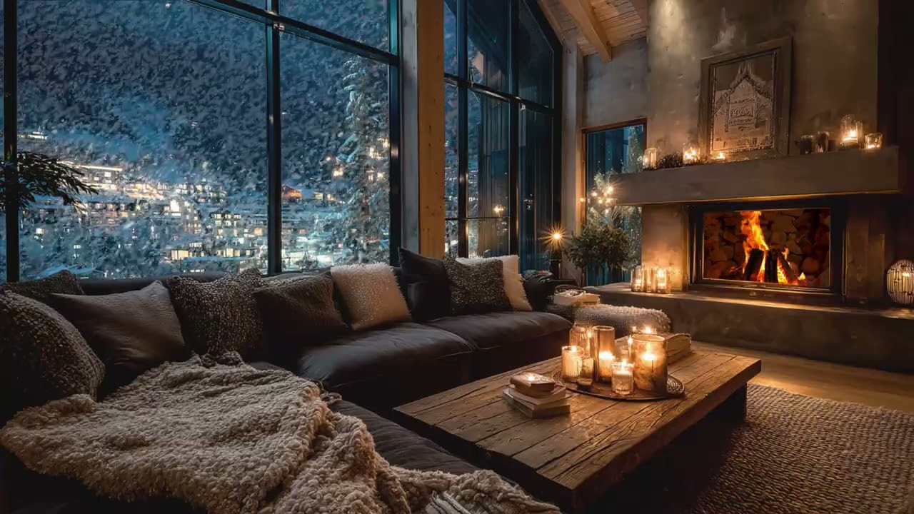 Peaceful Winter Chill Ambience with Snowy Evening Calm and Soft Music for Cozy Night Relaxation