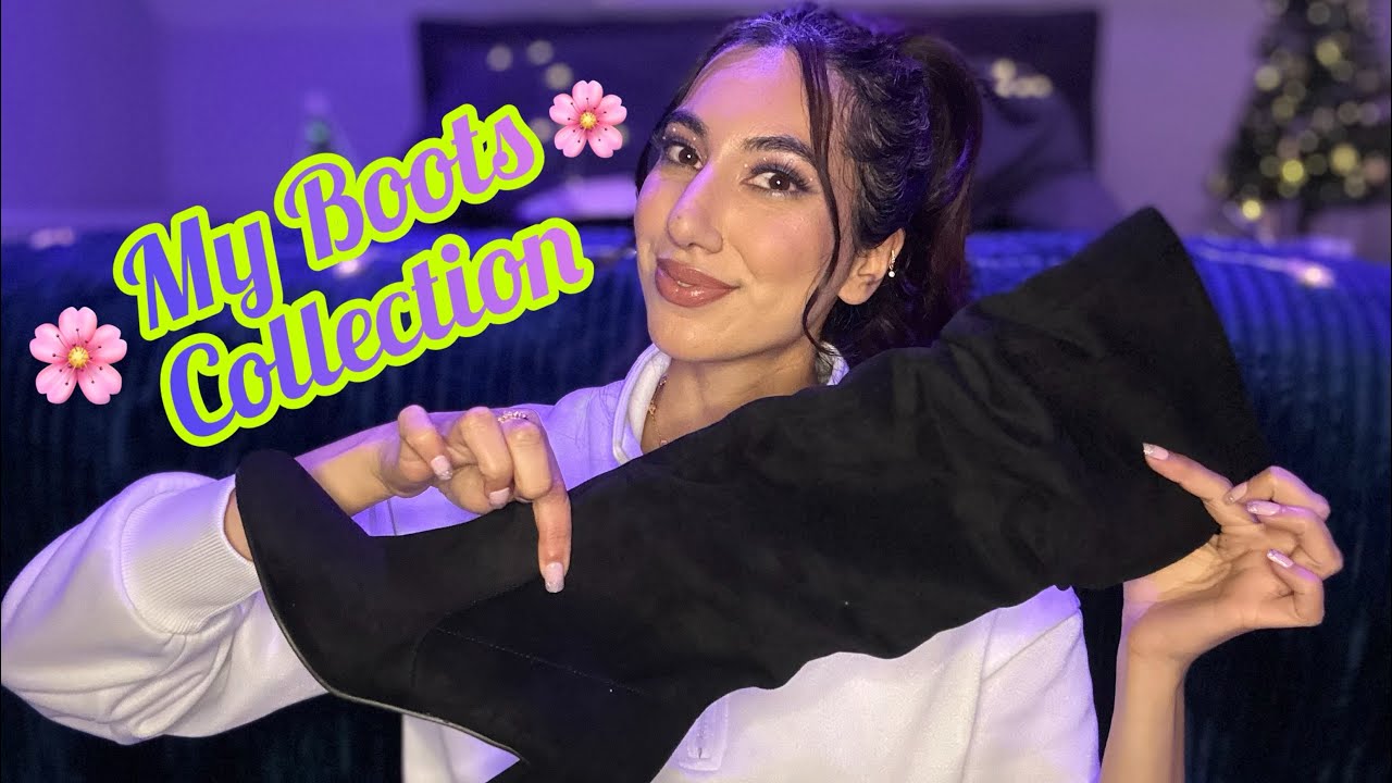 ASMR My Boots Collection 👢| Relaxing Up-Close whispers Gum Chewing 4K