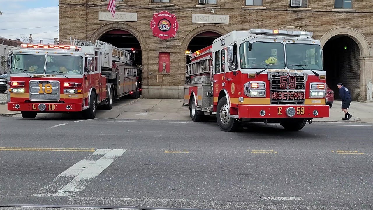PFD Engine 59 Responding  PEAKED SLOW Q & HORN/ Ladder 18 Returning