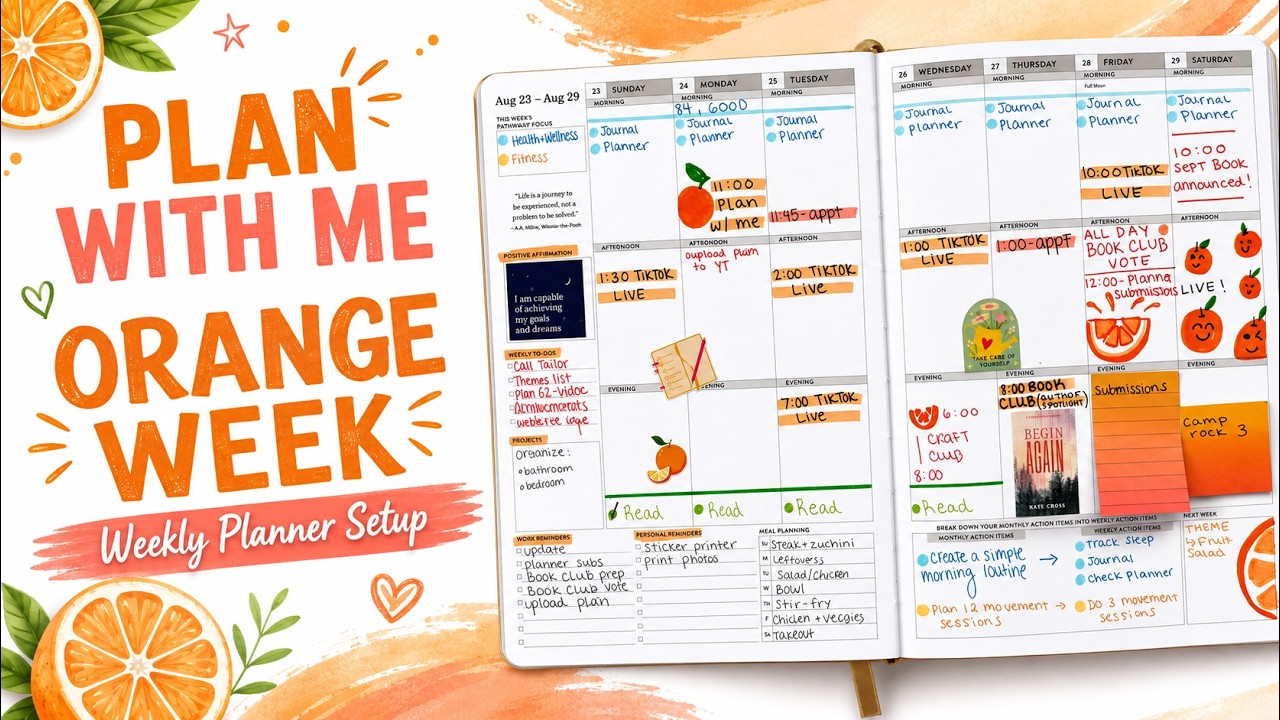 Plan With Me: Orange Week 🍊 | Weekly Planner Setup, Goals & Routines