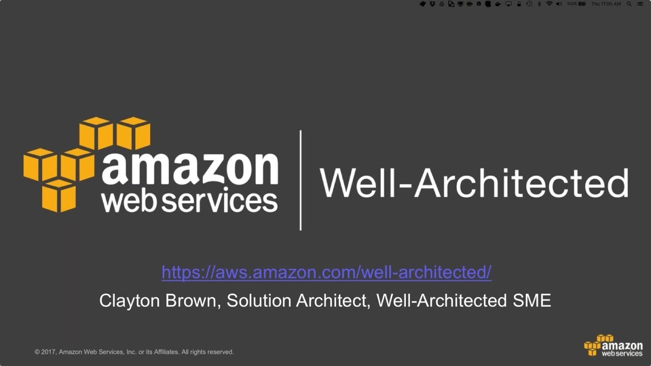 AWS ANZ Webinar Series - An Introduction to the Well Architected Framework