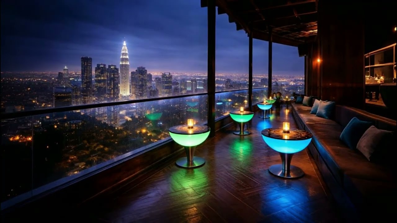 Rainy Skyline Rooftop / Relaxing City Rain Ambience
