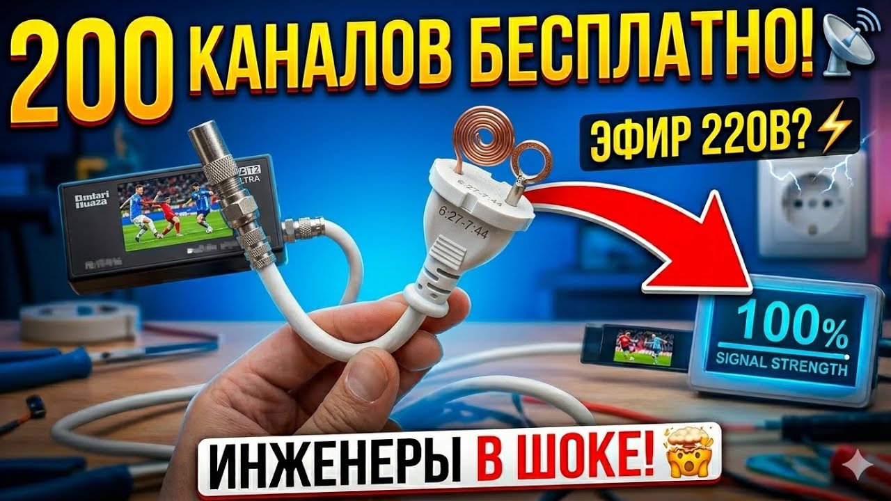 Всунул ВИЛКУ 220В в телевизор! Секретная АНТЕННА, ловит ВСЁ ⚡️