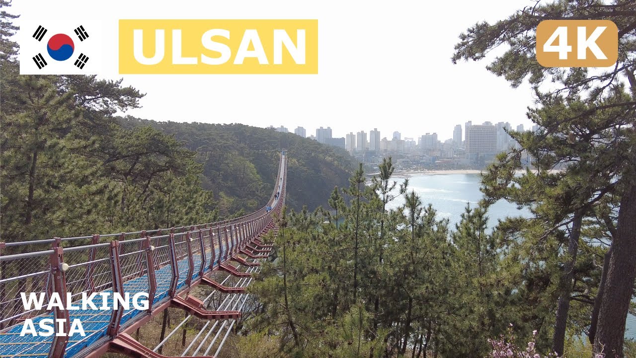 🇰🇷 South Korea, Ulsan: Ilsan Beach, Daewangam Park & Suspension Bridge Day Walking Tour - 4K