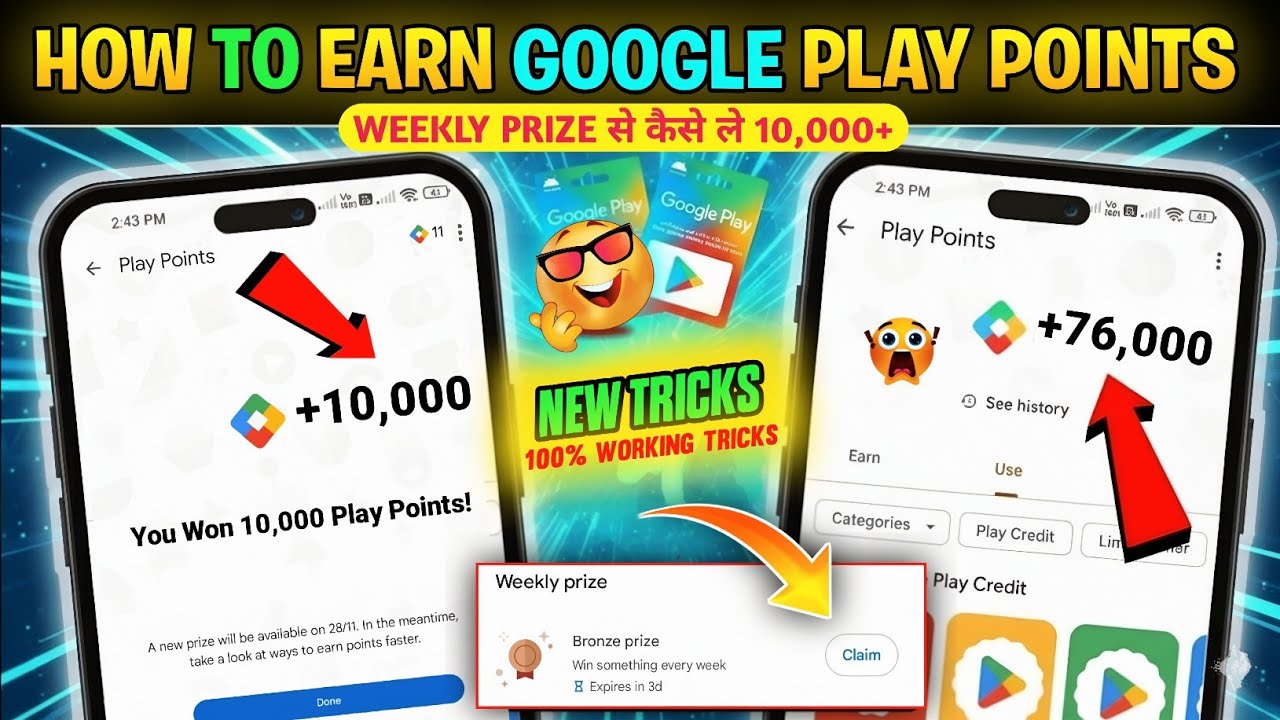 How To Earn Google Play Points🤯 | Google Play Point Weekly Prize Claim Trick | Earn 10K+ Play Points