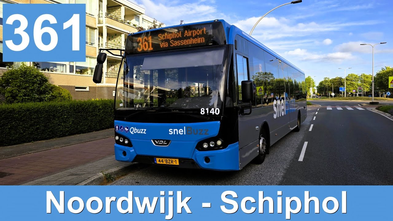 Qbuzz lijn 361: Noordwijk Boekerslootlaan - Schiphol Airport | Qbuzz ZHN | Snelbuzz | 2025