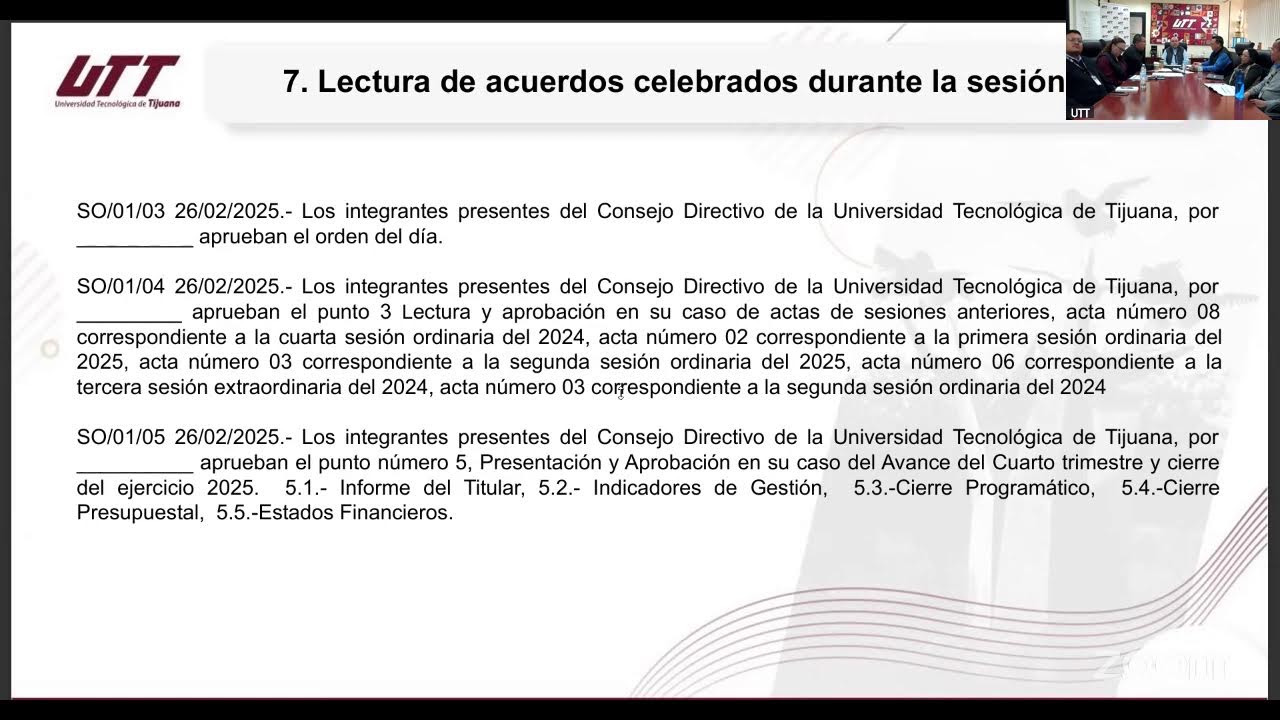 1ra Sesión Ordinaria UTT 2026