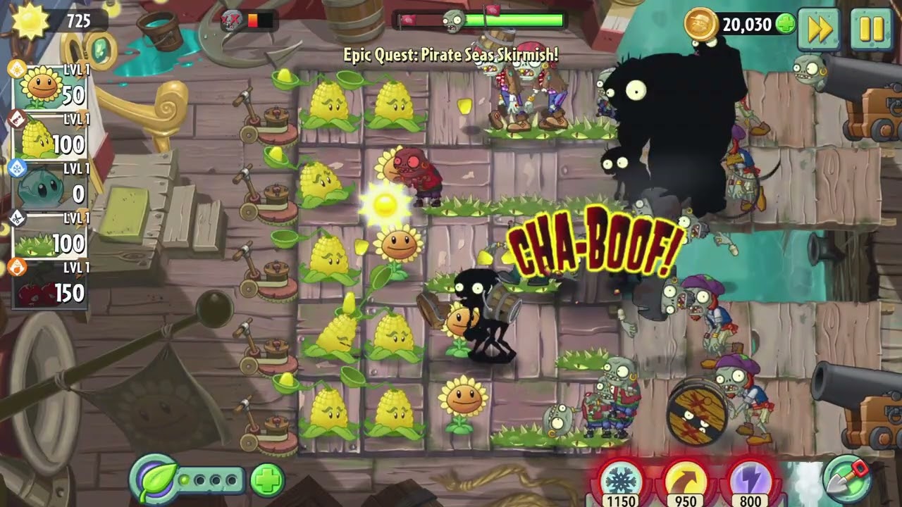 PvZ2 - Pirate Seas Skirmish - Level 2 - Day 29 - No Plant Food, No Lawnmowers