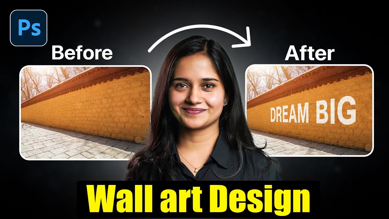 Дизайн настенного искусства с использованием Adobe Photoshop | Простой урок цифрового искусства н...