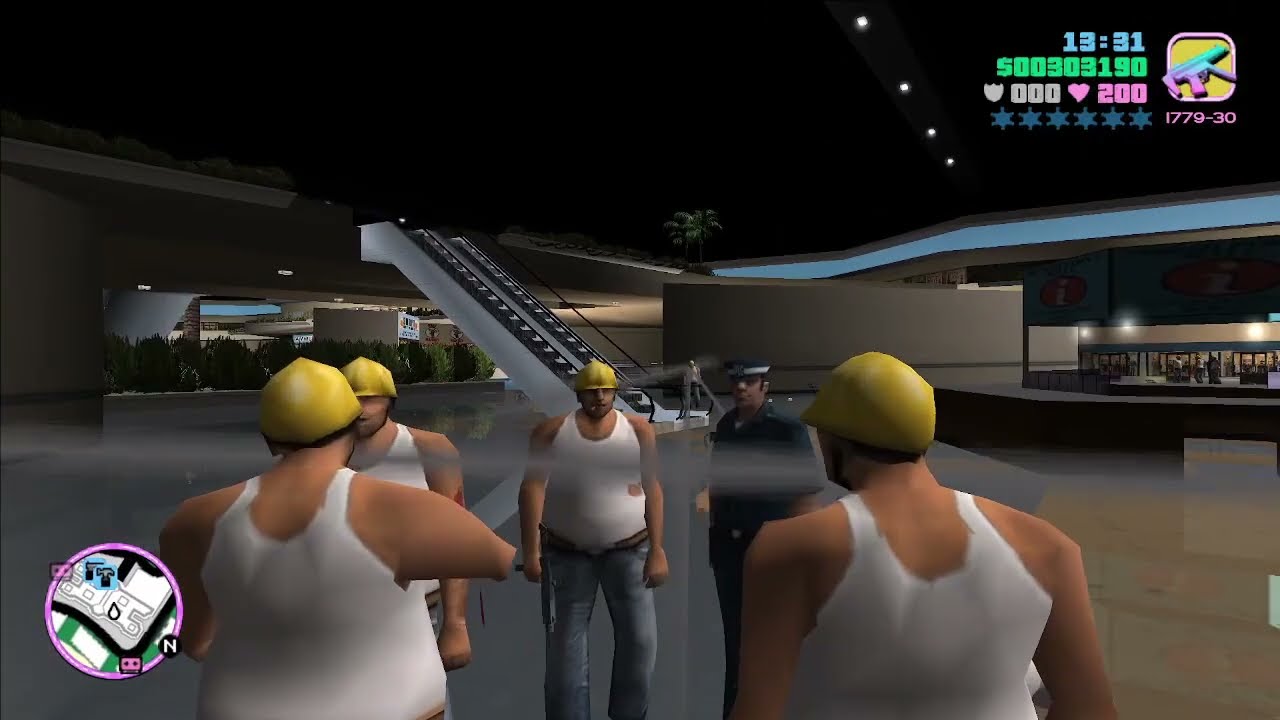 GTA Vice City | Peds Riot #12 | Construction Workers & PIGs | North Point Mall (PC)
