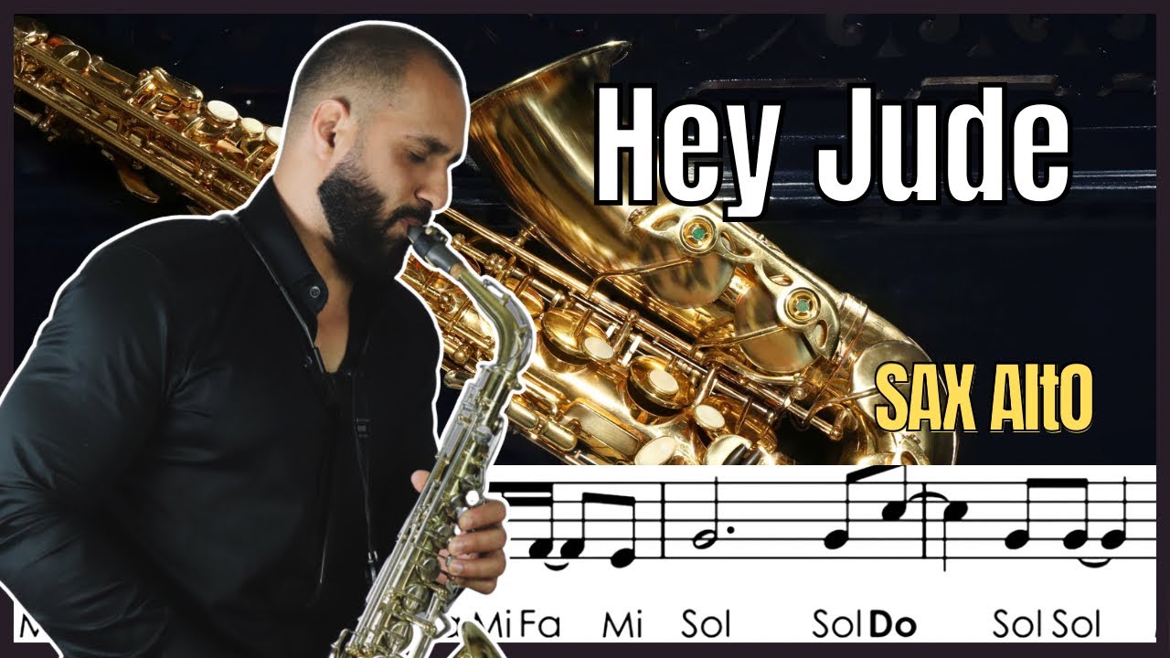 Hey Jude | Partitura simplificada com notas - Sax alto 🎷( acompanhamento piano )  
