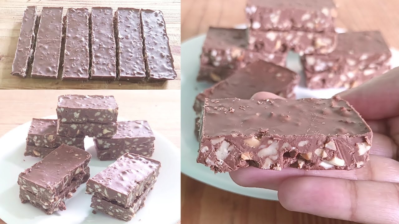 Homemade Chocolate Nut Bar Recipe | No Bake Chocolate Nut Bar Ready in 10 Minutes | Foods Diary