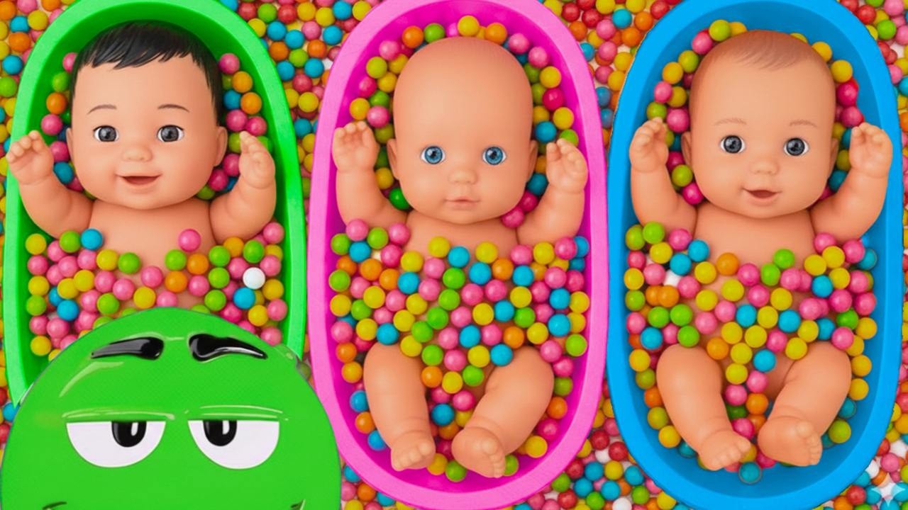 11 Minutes Satisfying with Full of 3 Rainbow BathTubs Candy with M&M's & Magic Slime Cutting Video