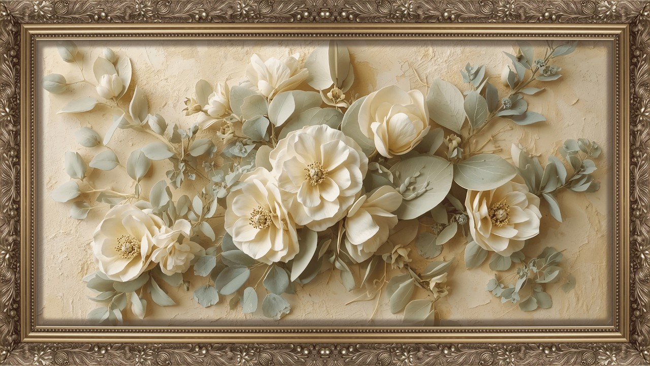 8-Hour Neutral Home Decor TV Display | 4K Calm Floral Screensaver