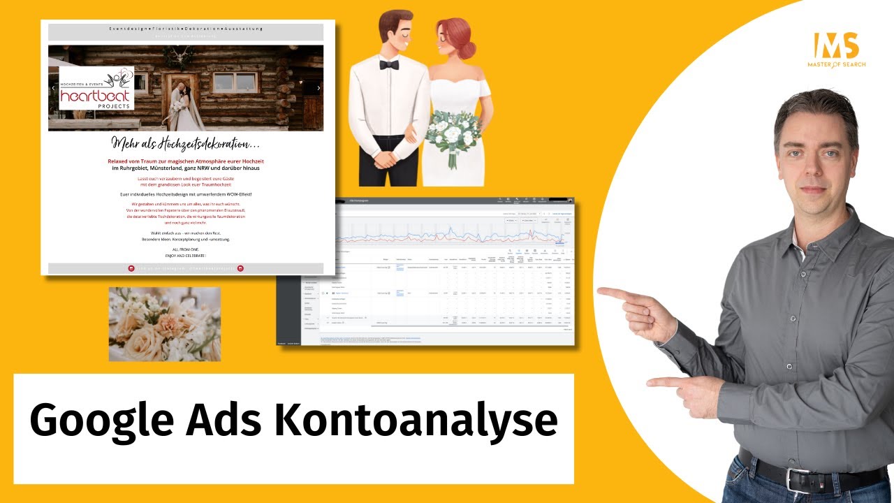 Hochzeitsdekoration als Dienstleistung über Google Ads vermarkten - Kontoanalyse Heartbeat Projects