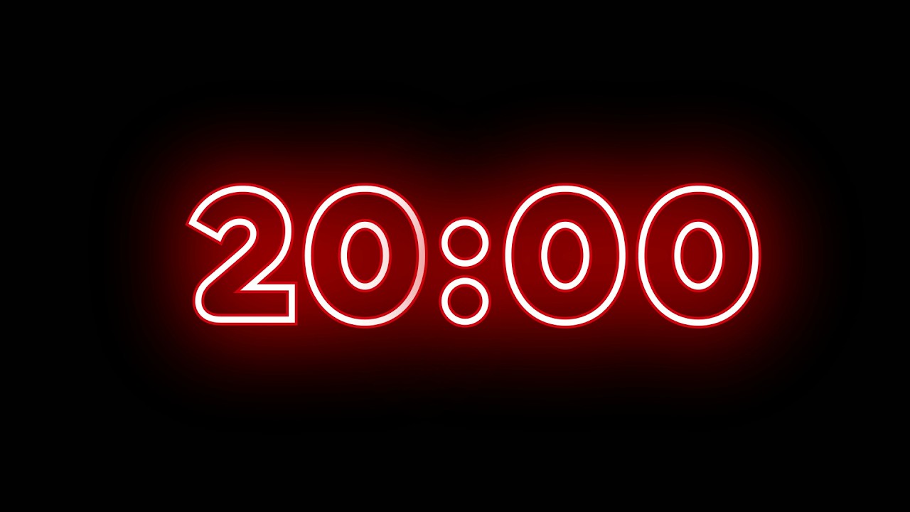20 Minute Timer | Red Neon Countdown | No Music | Timecraft