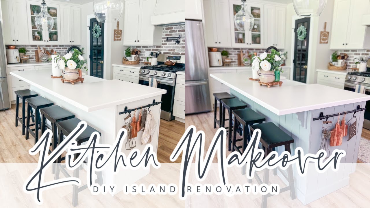 KITCHEN MAKEOVER // DIY ISLAND RENOVATION // DIY SHIPLAP // CHARLOTTE GROVE FARMHOUSE