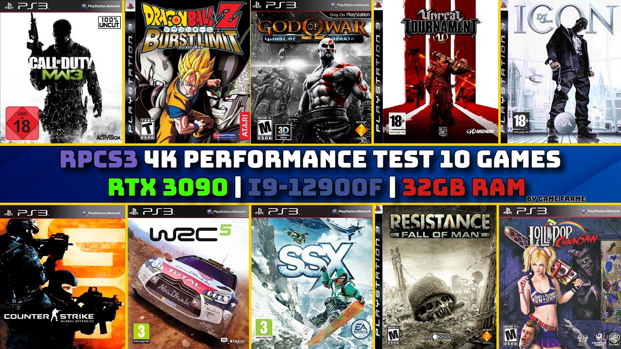 RPCS3 v0.0.39-18768 Benchmark | 10 PS3 Games | 4K Vulkan | RTX 3090 | i9-12900F