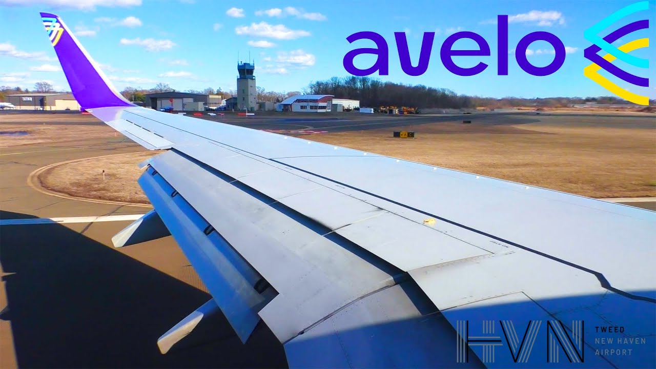 Avelo Airlines Boeing 737-800 VERY WINDY Takeoff from New Haven (HVN)