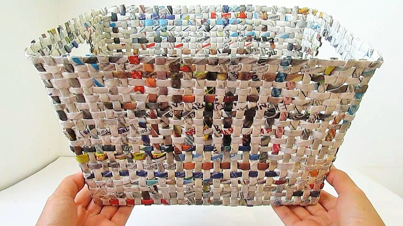 Woven BASKET from Newspaper