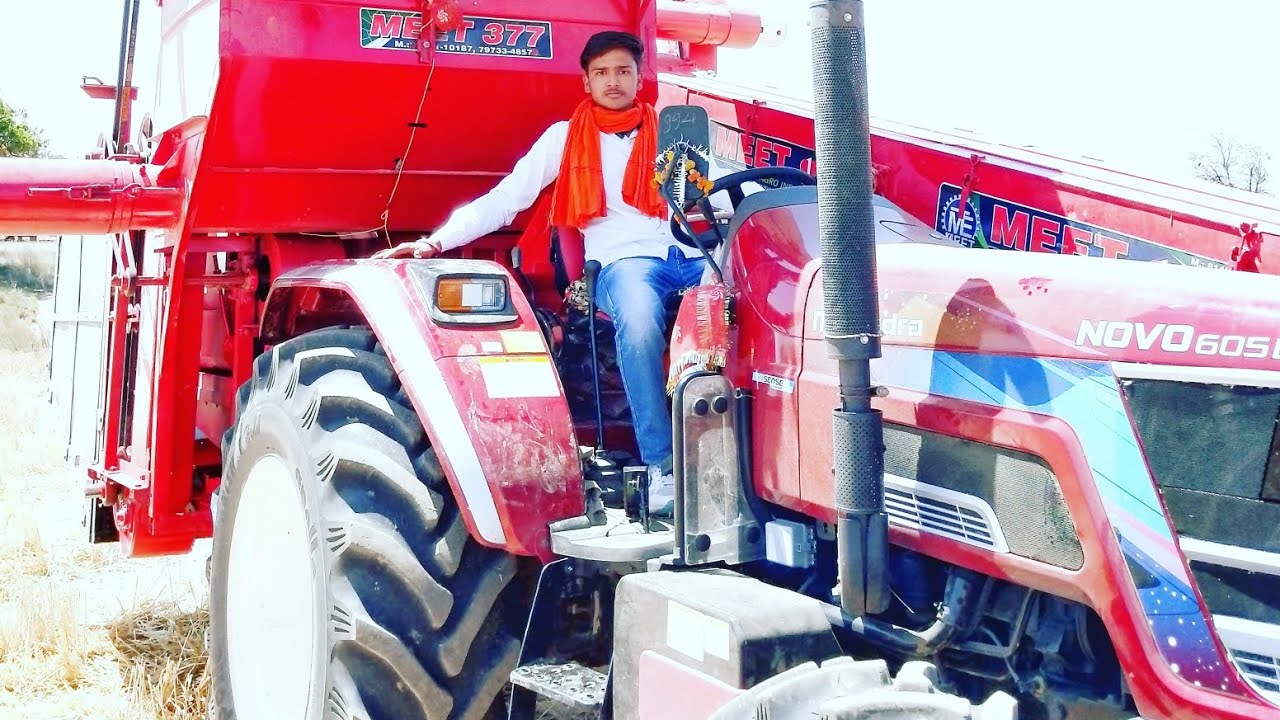 मिनी हार्वेस्टर गेहूं , धान काटने वाला  Mahindra Novo 605 में लगा दिया 🚜.  subscribe please 1100 sau