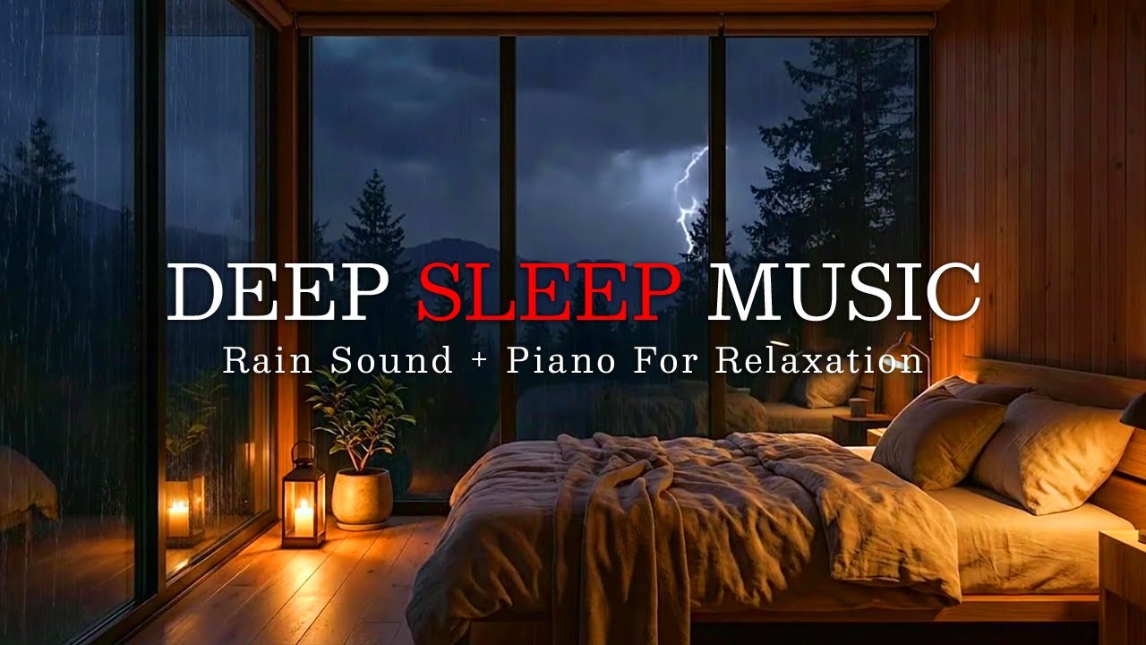 Deep Sleep Music – Soft Rain Sounds & Relaxing Piano Music in a Warm Bedroom | Calming, Meditation