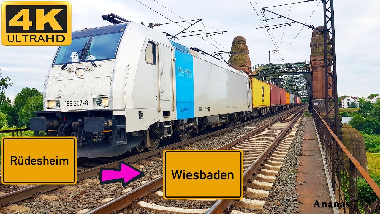 【4K】 Führerstandsmitfahrt Rüdesheim nach Wiesbaden über Geisenheim,Hattenheim,Eltville