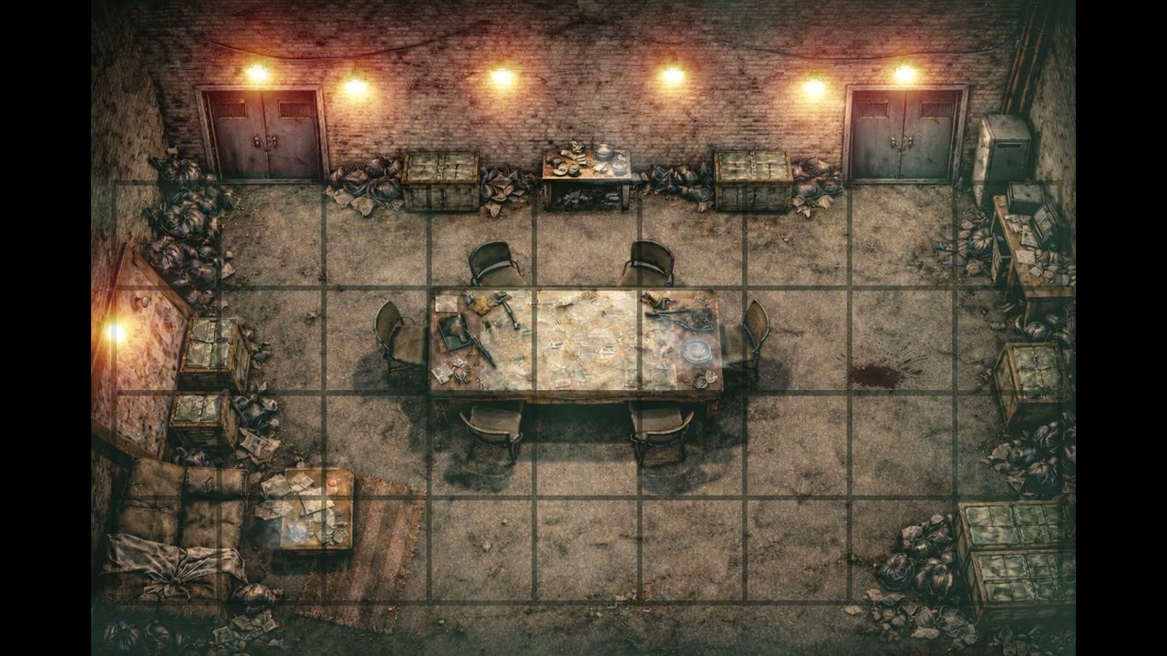 Criminal Hideout Battle Map | 1 Hour Seamless Loop | Modern Interior | Grid | VTT
