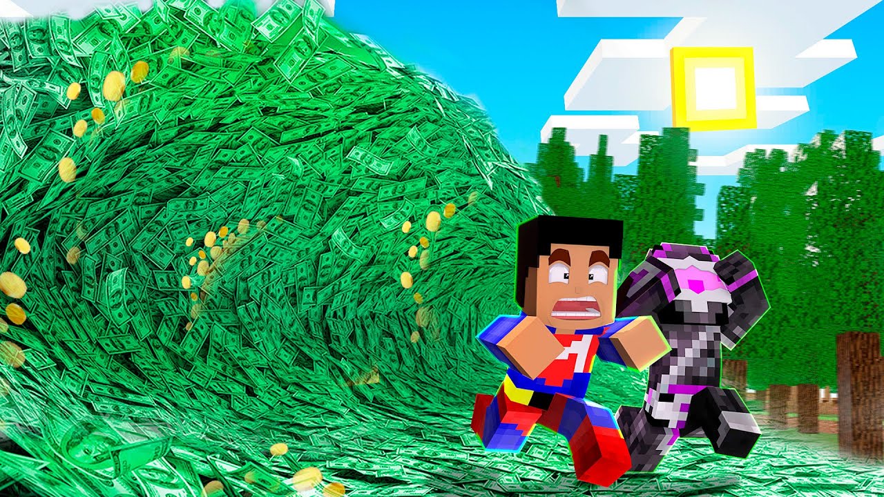 SOBREVIVIMOS A UN TSUNAMI DE DINERO EN MINECRAFT TROLL 😱💸