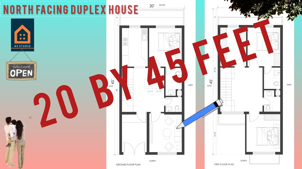 20 by 45 Feet ka North Facing Duplex House Plan || 900 sqft House Plan || 3BHK in 100 Sq Yards Plot