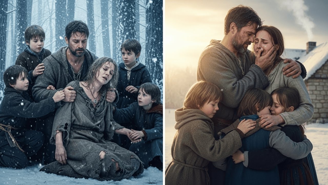 🏔️ UDOVAC SA ČETVERO DJECE PRIHVATIO JE ŽENU IZ ŠUME… I DOZNAO DA JE ONA NJIHOVA MAJKA 🌨️👩‍👧‍👦