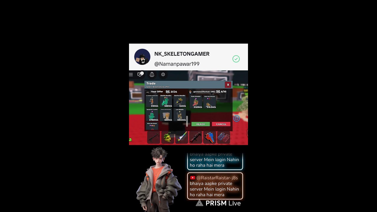 Live trading  roblox  Steal a brain rot#NkSkeleton gamer