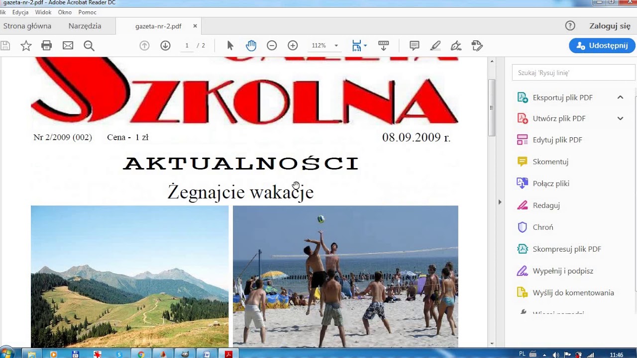 Klasa 7 - Word - dokumentacja wycieczki, tworzenie e gazetki