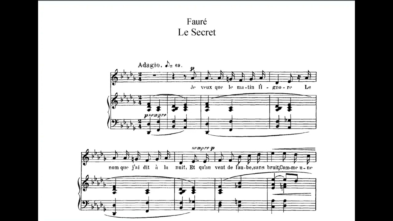 Fauré: 3 Mélodies, Op. 23 (1879) with score
