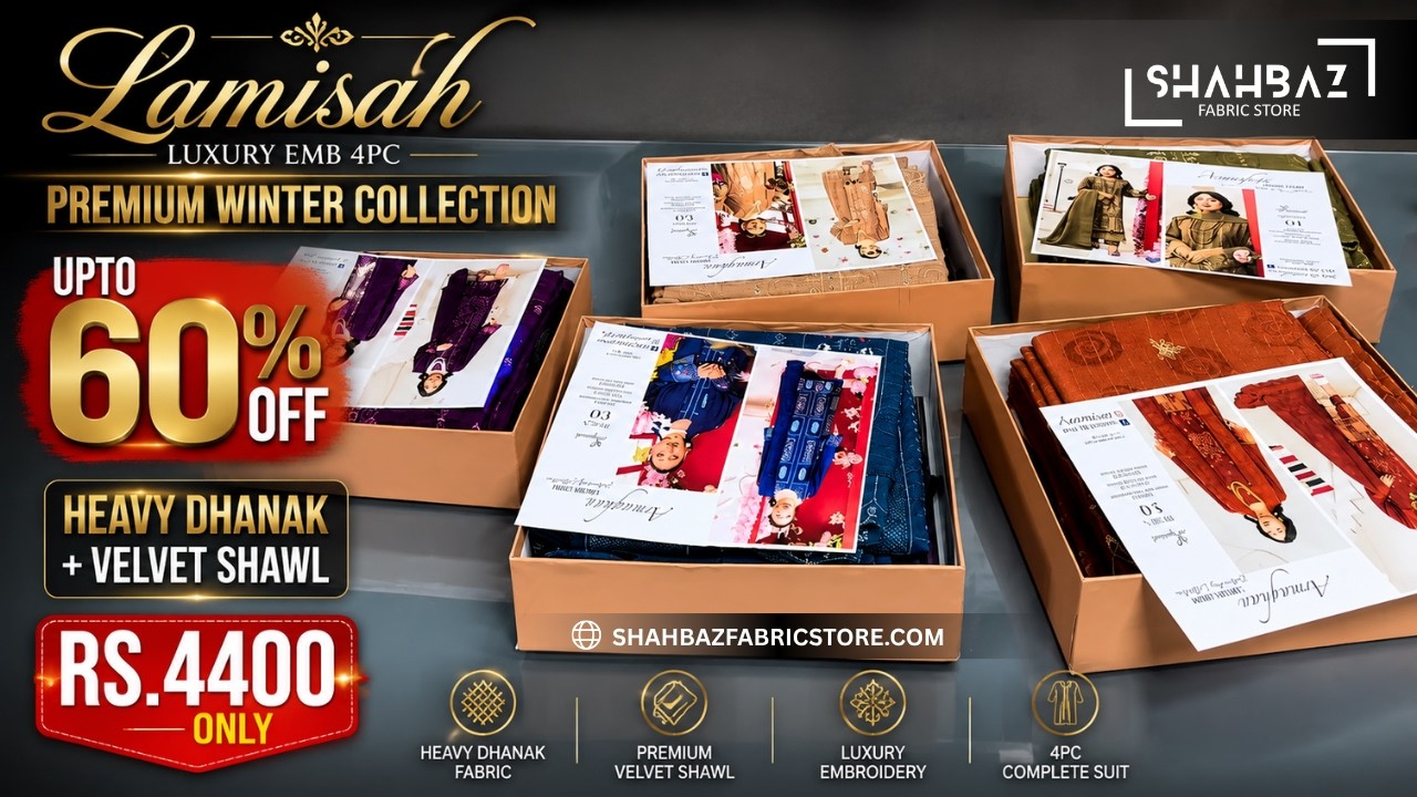 ORIGINAL Lamisah Luxury EMB 4PC | Heavy Dhanak + Velvet Shawl | Premium Winter Unboxing 2025/2026
