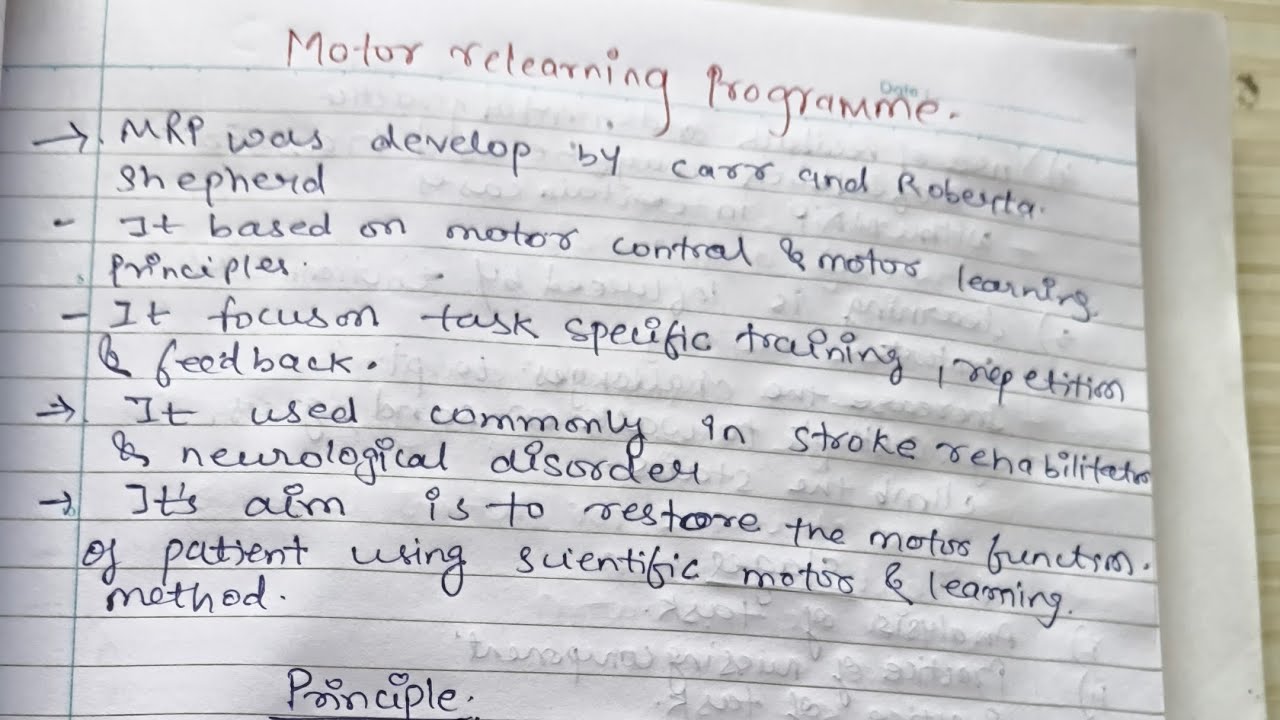 Motor relearning programme short notes / easy notes /neuro #notes #exam #medical #trending #viral 