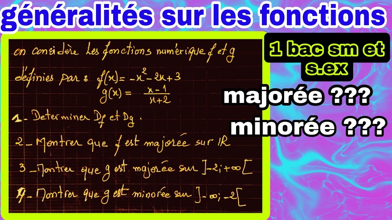 exercice : généralités sur les fonctions 1 bac sm et s.ex fonction majorée,fonction minorée