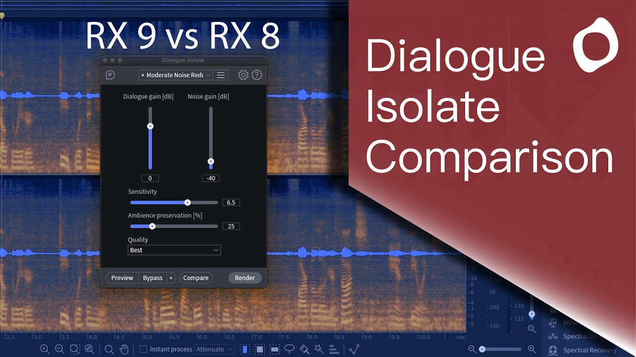 iZotope RX 9 vs RX 8 - Dialogue Isolate Module Comparison (WITH 5 EXAMPLES)