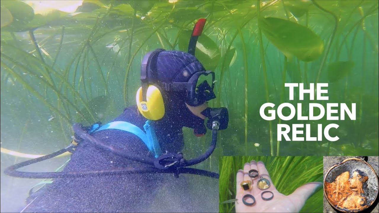 UNEXPLAINED GOLD RELIC? & Many RINGS Found!! while Underwater Hookah Scuba Dive Metal Detecting