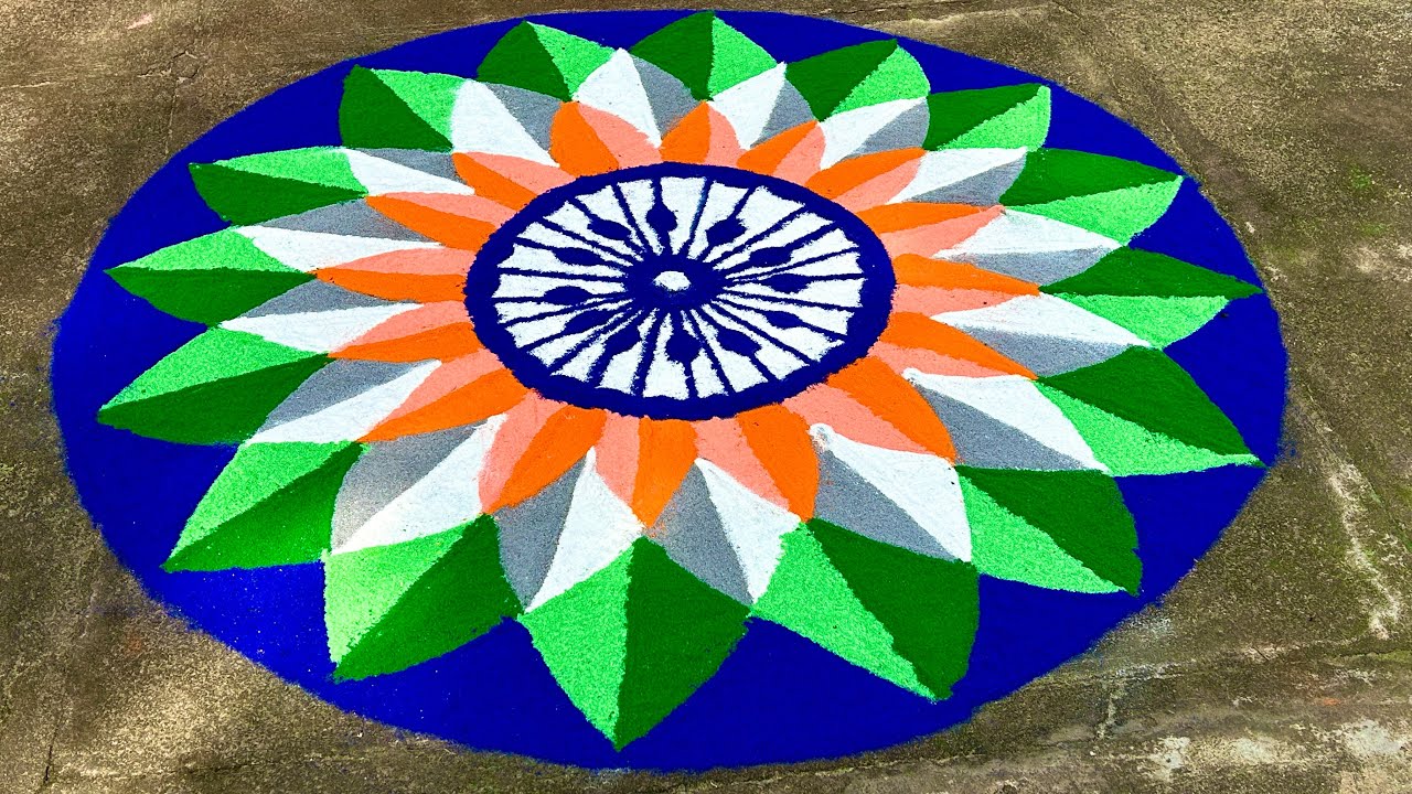 Republic day Rangoli Design || Easy 3D Muggulu