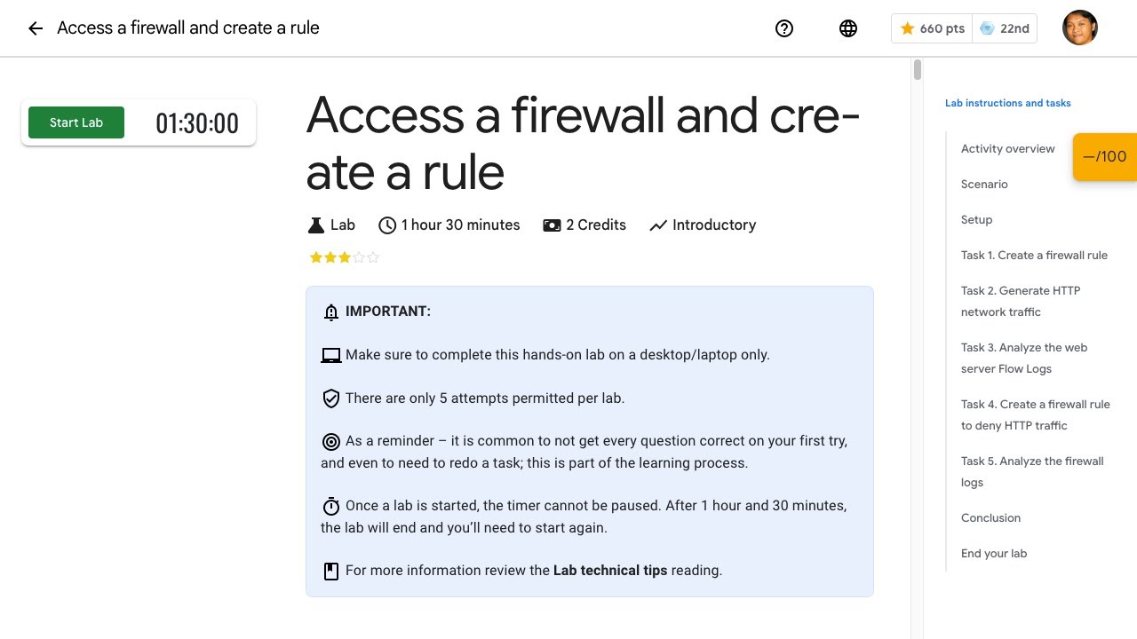 Access a firewall and create a rule