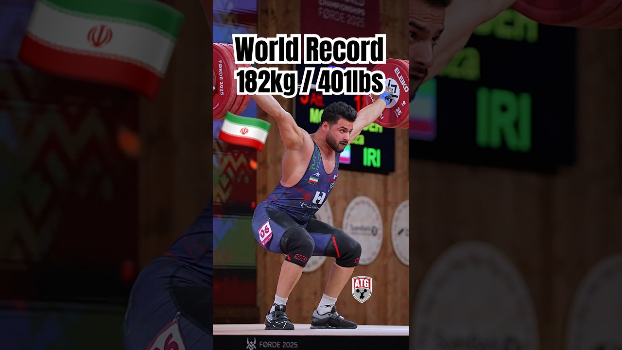 Alireza Moeini (94kg Iran) 182kg /401lbs Snatch World Record 2025 World Weightlifting Championships
