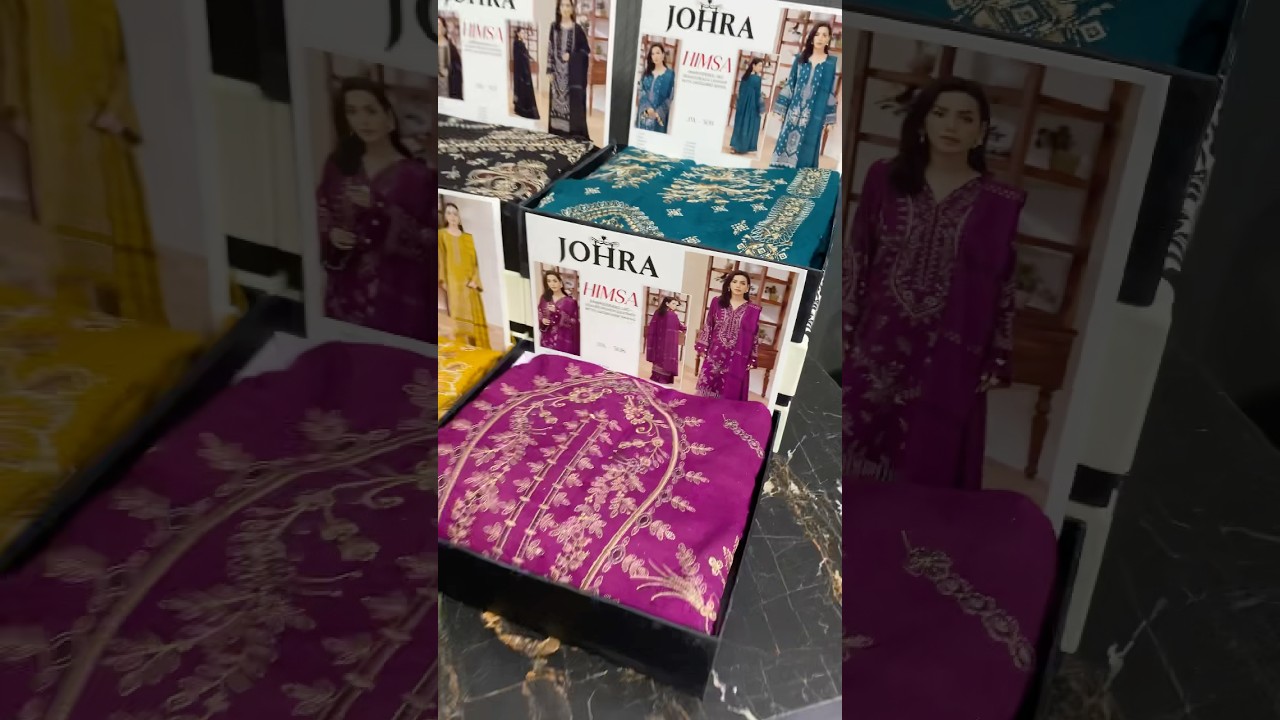 Johra Winter Collection | Johra Peach leather Embroidered With Jacquard Shawl #johra #tranding
