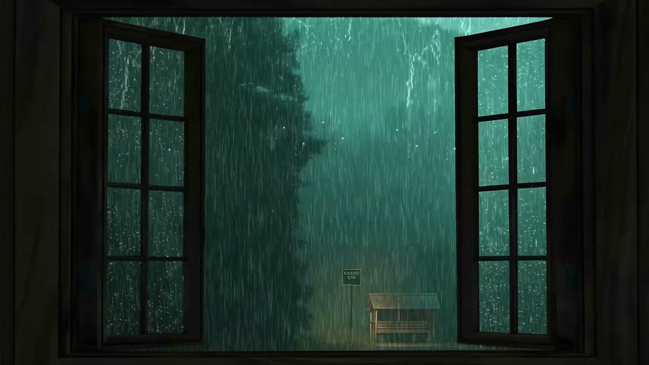 Rain Sounds for Sleep - Open Window Rain Sounds - Heavy Rain Sounds - 1 hour