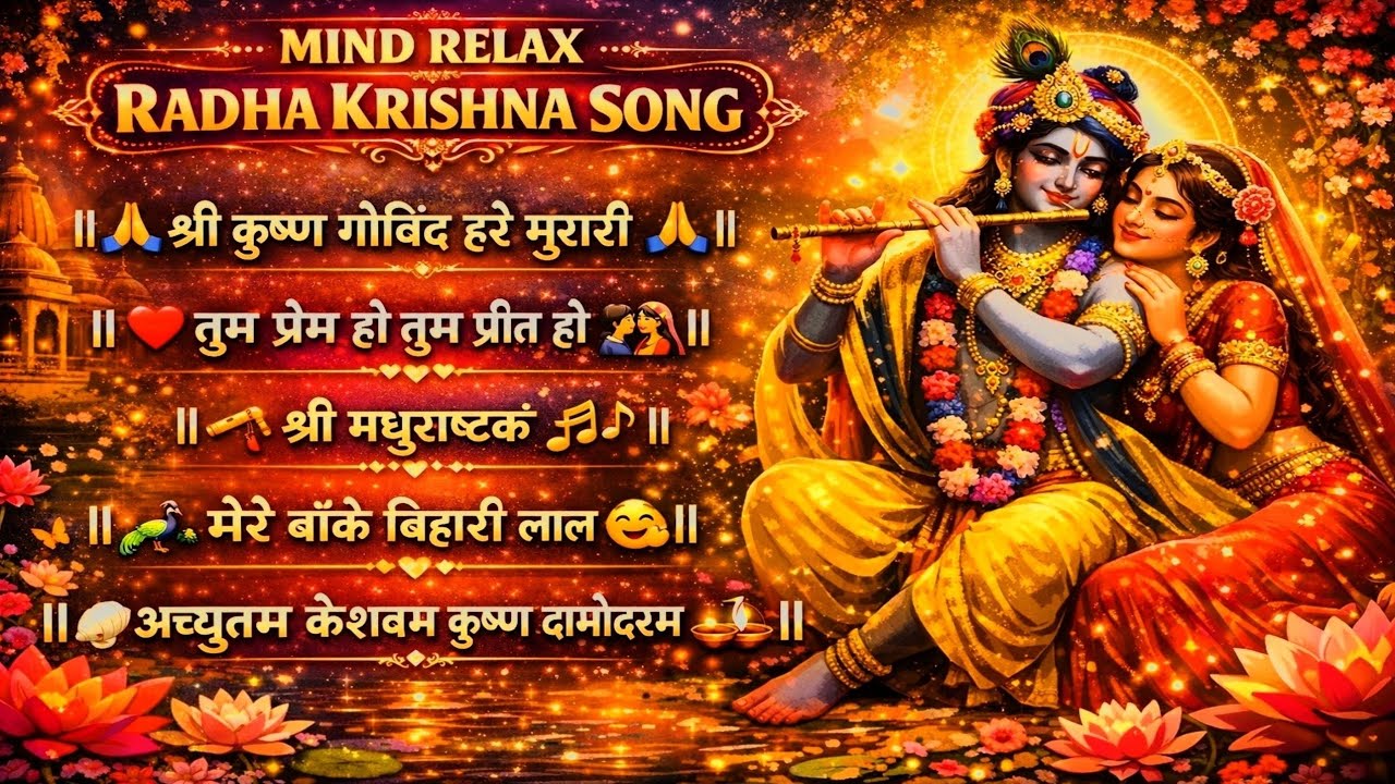 💯 Top 5 Radha Krishna Mind Relaxing Bhajans 😌 | 🎧 17 Minutes Divine Peace & Meditation Music 🎶