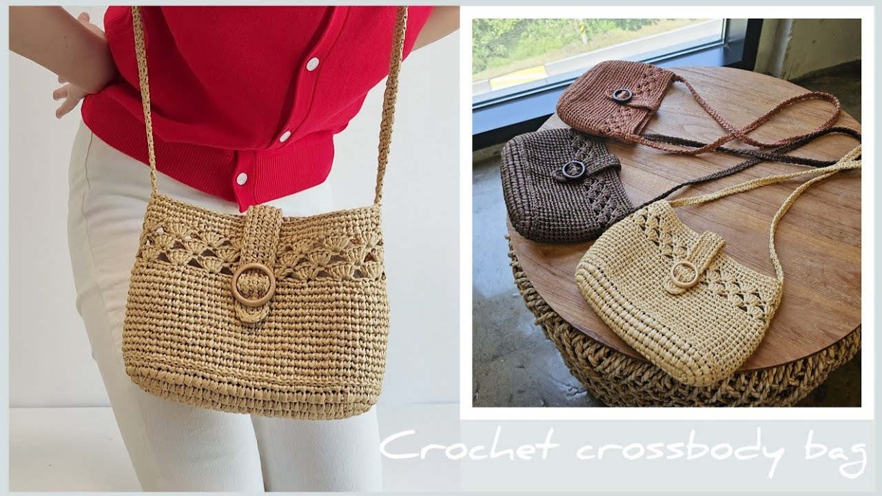 사선 조개무늬로 시원하게!🏖 가벼운 외출의 필수템 크로스 쉘 백. Crochet crossbody bag.